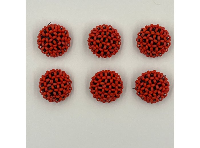 Handcrafted Red Beaded Button