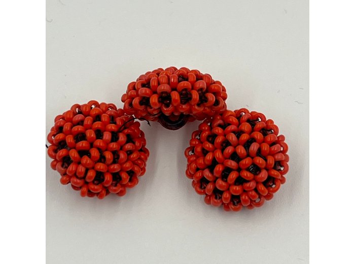 Handcrafted Red Beaded Button