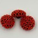 Handcrafted Red Beaded Button